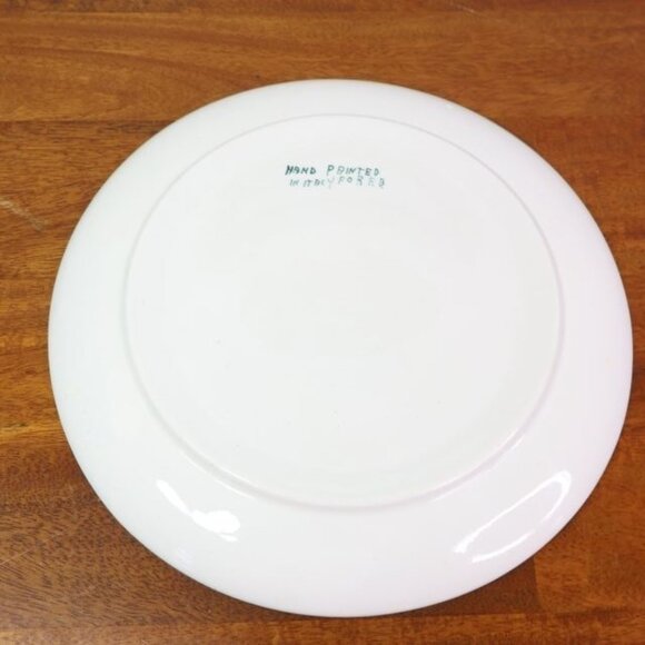 Vintage Christmas Tree Plate Hand Painted Holly Rustic Country Made in Italy - Picture 3 of 4